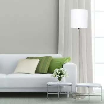 Торшер Steinhauer Noor 1-лампочка серебро матовый/белый ситец 30x30см