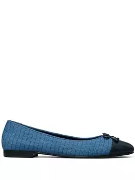 Tory Burch балетки с бантом и логотипом, синий