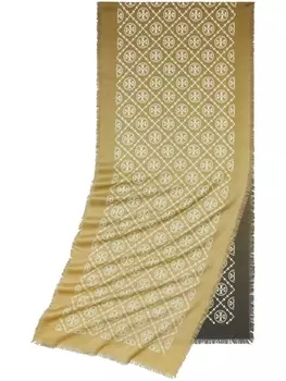 Tory Burch длинный шарф с монограммой TB, нейтральный цвет