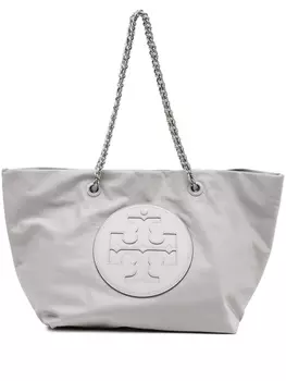 Tory Burch Ella logo-patch padded tote bag, серый