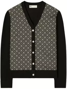 Tory Burch кардиган с шелковым передом, черный