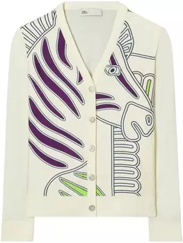 Tory Burch кардиган Silk Front с зебровым принтом, белый