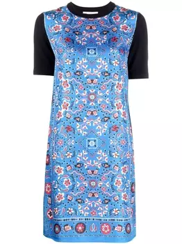 Tory Burch платье мини с короткими рукавами и принтом-пейсли, синий