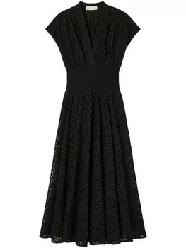 Tory Burch платье с вышивкой, черный