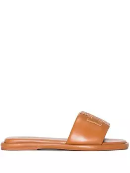 Tory Burch сандалии с пряжкой Double T, коричневый