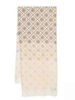 Tory Burch шарф Oblong с логотипом Double T, нейтральный цвет