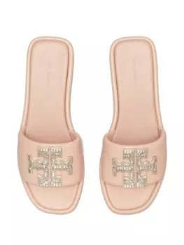Tory Burch шлепанцы Double T Deco Sport, розовый
