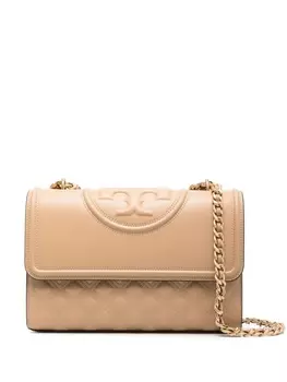 Tory Burch сумка на плечо Fleming с тиснением, нейтральный цвет