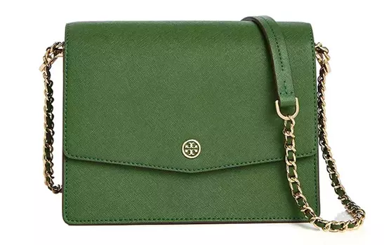 TORY BURCH Сумка Robinson из коровьей кожи, через плечо, среднего размера, женская, зеленого цвета