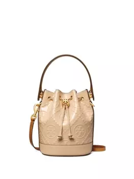 Tory Burch сумка-ведро T Monogram размера мини, нейтральный цвет