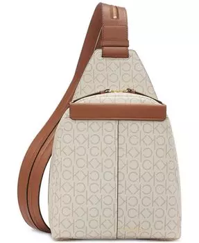 Трансформируемый слинг Millie Signature на молнии Calvin Klein, цвет Vanilla Khaki/Caramel