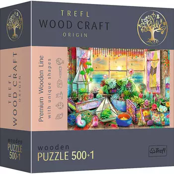 Трефл, деревянный пазл, Wood Craft, Пляжный домик, 500 шт. Trefl