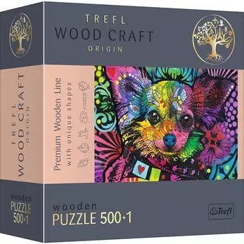 Трефл, деревянный пазл Wood Craft, Разноцветный щенок, 501 шт. Trefl