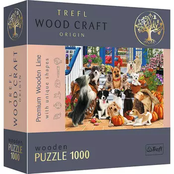 Трефл, деревянный пазл Wood Craft, Собачья дружба, 1000 шт. Trefl
