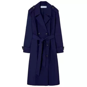 Тренч Adolfo Dominguez Polyester Long Coat, темно-синий