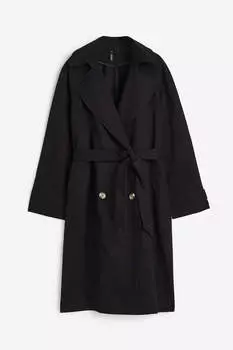 Тренч H&amp;M Cotton Twill, черный