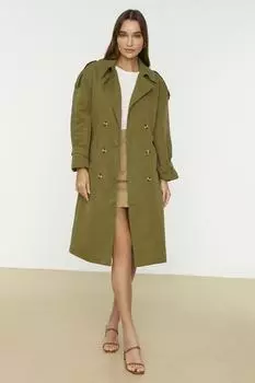 Тренч - Хаки - Двубортный Trendyol, хаки