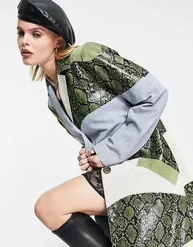 Тренч из сращенной кожи и искусственной змеи, ограниченная серия Reclaimed Vintage
