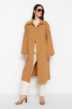 Тренч - Коричневый - Базовый Trendyol Modest, коричневый