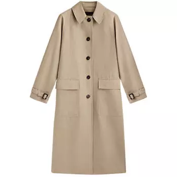 Тренч Massimo Dutti Cotton And Linen Blend, дымчатый