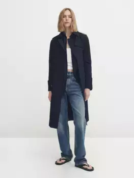 Тренч с поясом Massimo Dutti, синий