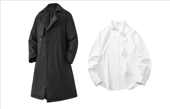 Тренч унисекс LIVINGTOWN, Apricot Trench Coat (Padded and Thickened)+White Shirt
