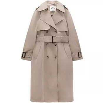 Тренч Zara Fitted With Tabs, бежевый