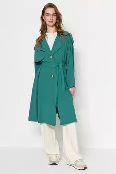 Тренч - Зеленый - Базовый Trendyol Modest