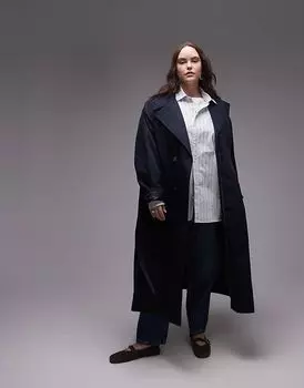 Тренчкот изогнутый черного цвета Mango
