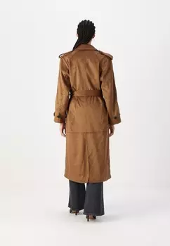 Тренчкот SUEDE Gina Tricot, коричневый