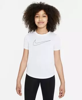 Тренировочный топ Dri-Fit с короткими рукавами для больших девочек Nike, белый