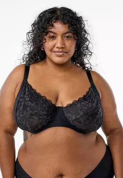Треугольный бюстгальтер MIT VOLLER ABDECKUNG Devoted By Zizzi, черный