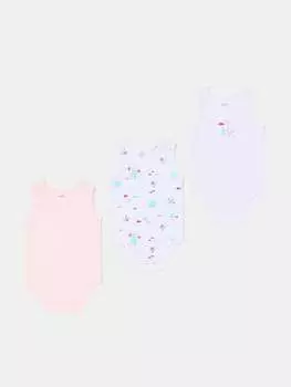 Три пары боди из органического хлопка с принтом Fagottino, цвет white/pink