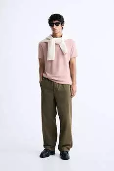 Трикотажная футболка из хлопка ZARA, розовый