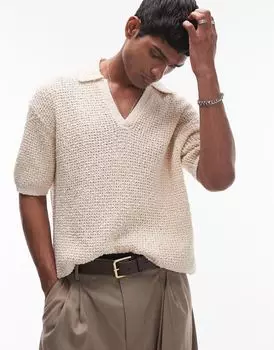 Трикотажная футболка-поло из хлопка Topman с камнем