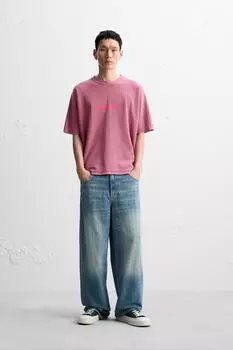 Трикотажная футболка с нашивкой ZARA, розовый