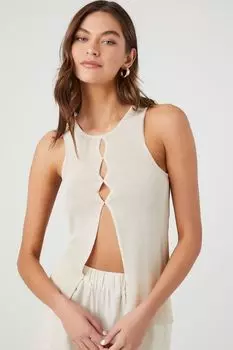 Трикотажная майка-свитер с раздельным краем Forever 21, коричневый