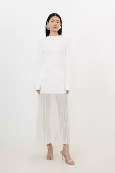 Трикотажная прозрачная юбка из смесовой вискозы Платье мидакси Karen Millen, белый