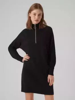 Трикотажное платье Vero Moda "VMGOLDNEEDLE LS HIGHNCK ZIPPER DRESS REP", черный