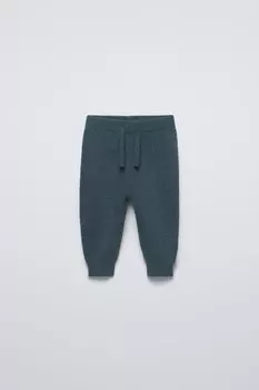 Трикотажные брюки с карманом ZARA, бензиновый синий