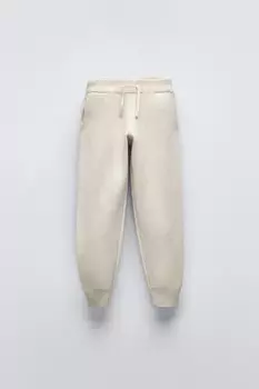 Трикотажные спортивные брюки ZARA, устрично-белый
