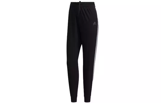 Трикотажные спортивные штаны женские черные/угольно-черные Adidas