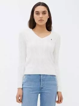 Трикотажный джемпер polo ralph laure kimberly с v-образным вырезом Ralph Lauren, белый