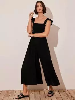 Трикотажный комбинезон с широкими штанинами Mint Velvet, черный