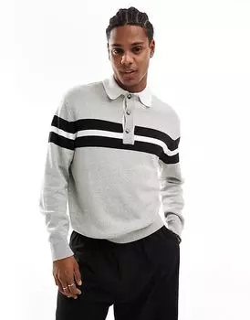 Трикотажный регбийный свитер Cotton On серого цвета Cotton:On