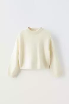 Трикотажный свитер из 100% кашемира ZARA, экрю