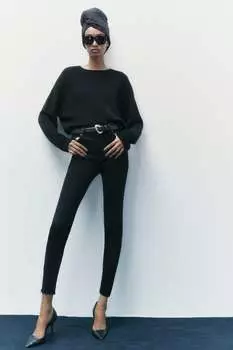 Трикотажный свитер из 100% кашемира ZARA, черный