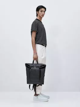 Трикотажный свитер милано в полоску Massimo Dutti, темно-синий
