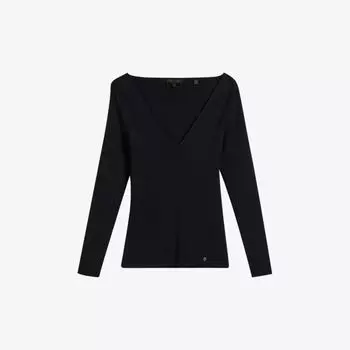 Трикотажный топ узкого кроя с V-образным вырезом Ted Baker, черный