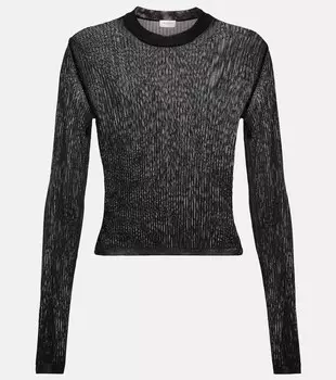 Трикотажный топ в рубчик SAINT LAURENT, черный
